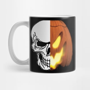 skull and pumpkin face Mug